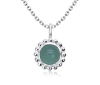 Green Quartz Natural Round Stone Silver Necklace SPE-5146
